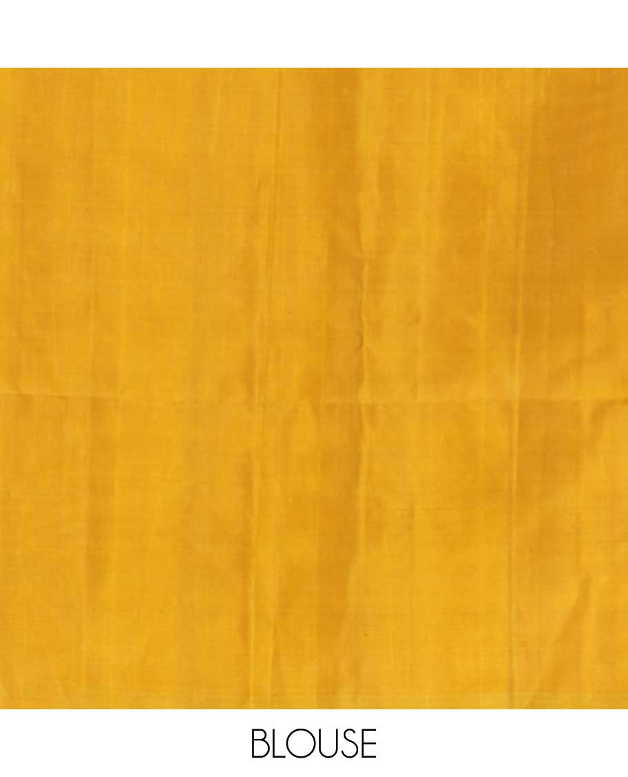 Grey buttas soft silk saree, contrast floral jaal border, and pallu of floral jaal designs