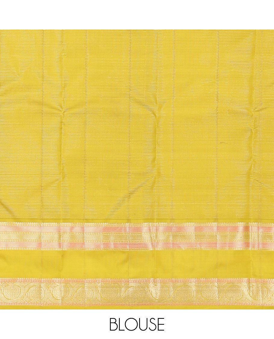 Pink checked silk saree with contrast rettai pettu zari design border & jaal design pallu