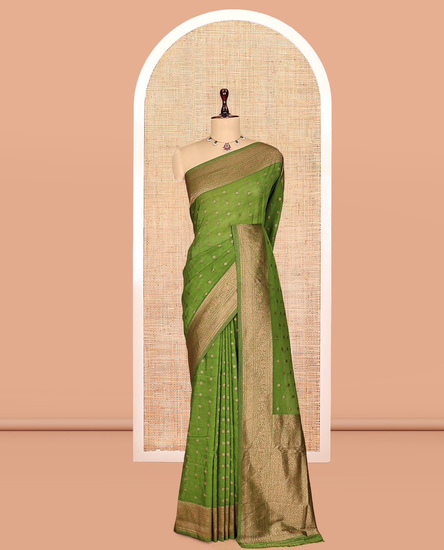 Leaf Green Fancy Crepe Saree