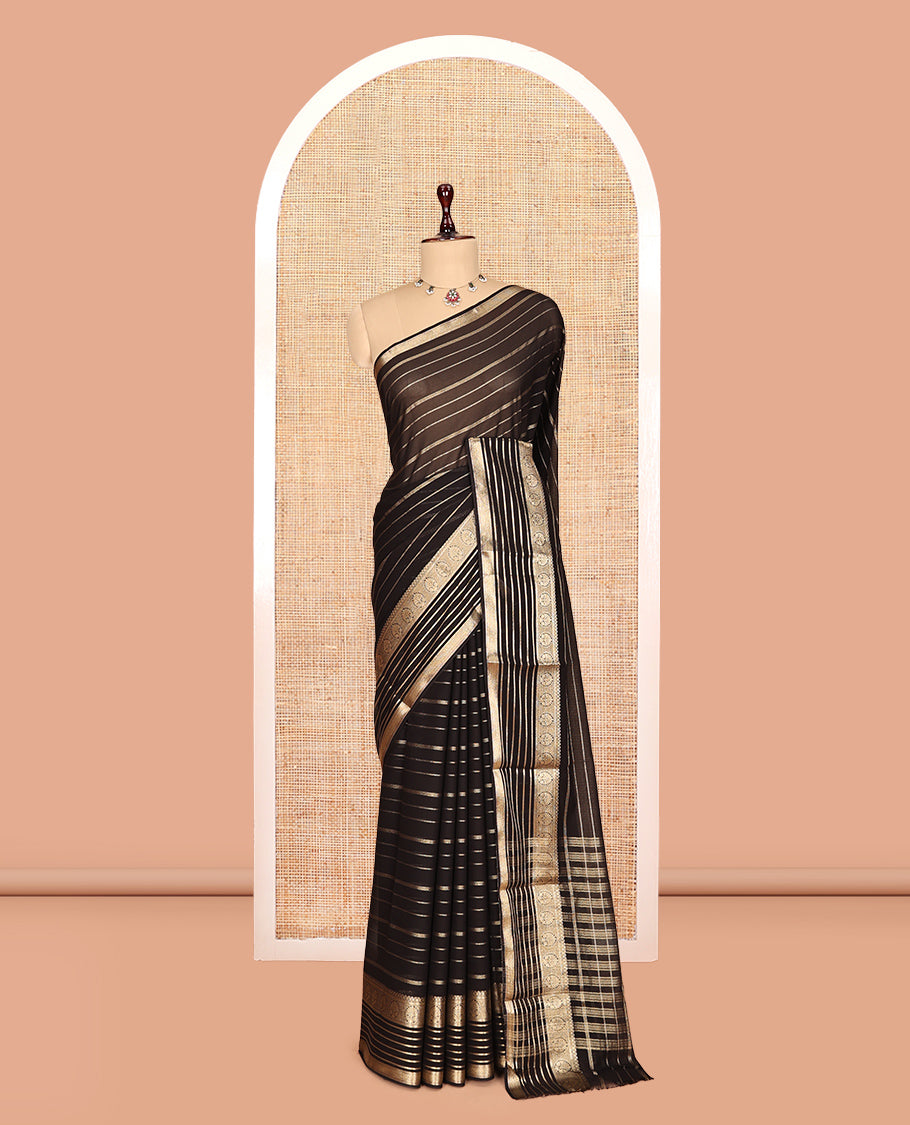 Black Semi Mysore Silk Saree