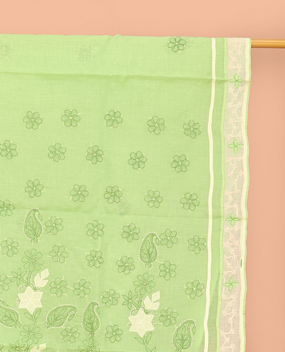 Green Lucknowi Chikankari Saree
