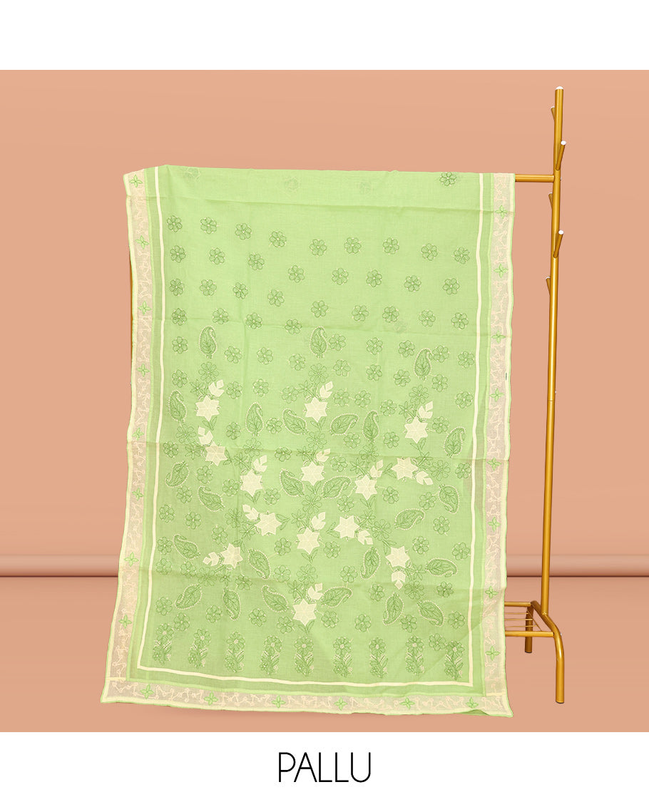 Green Lucknowi Chikankari Saree