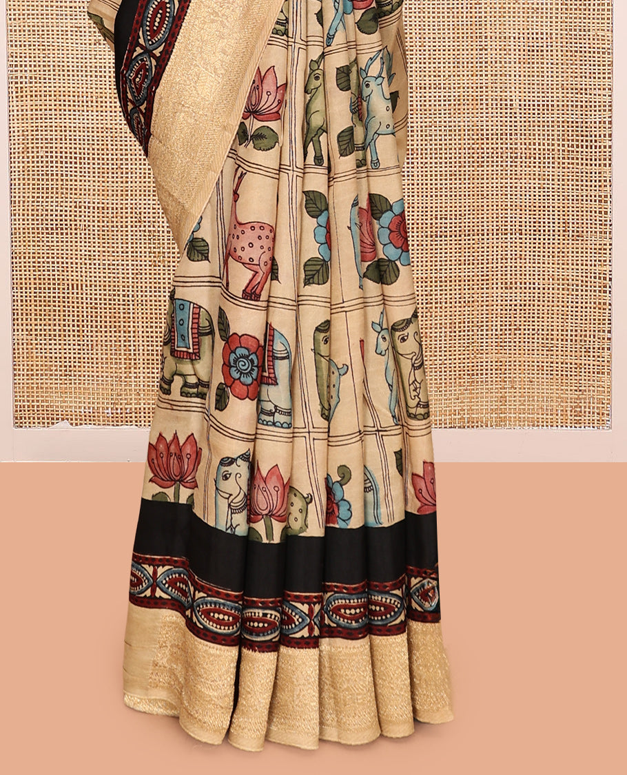 Sandal Modal Checks Silk Saree