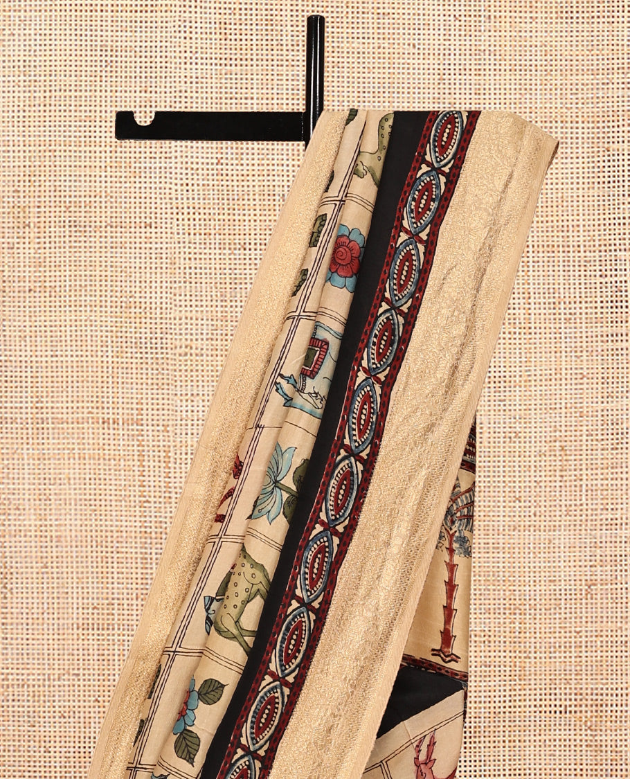 Sandal Modal Checks Silk Saree