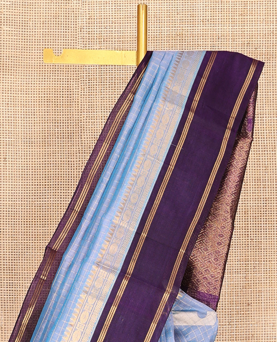 Blue Checks Kuppadam Silk Saree