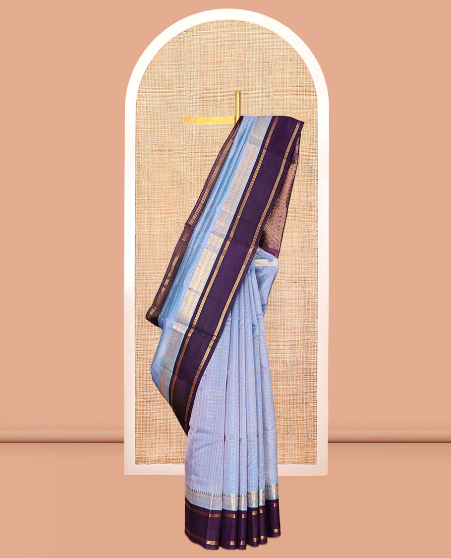 Blue Checks Kuppadam Silk Saree