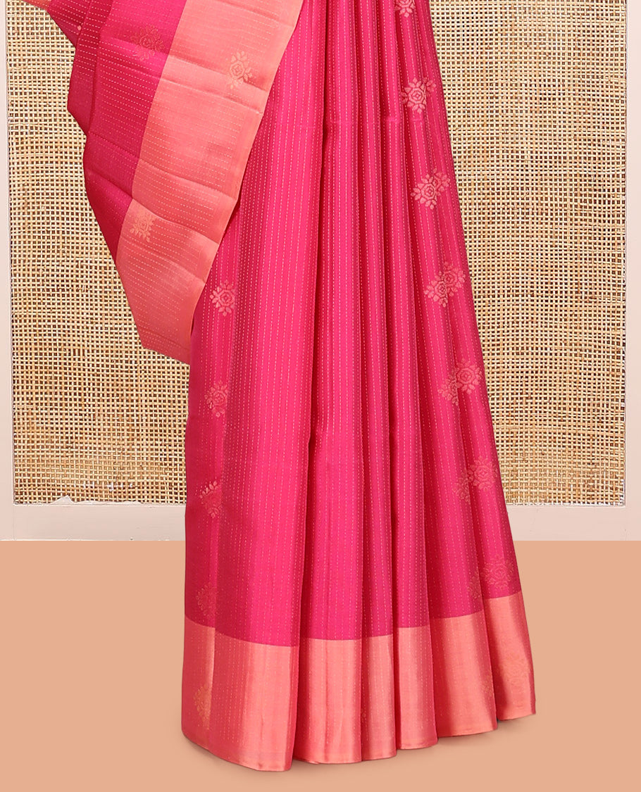 Pink Buttas and Stripes Mayuri Lite Silk Mix Saree