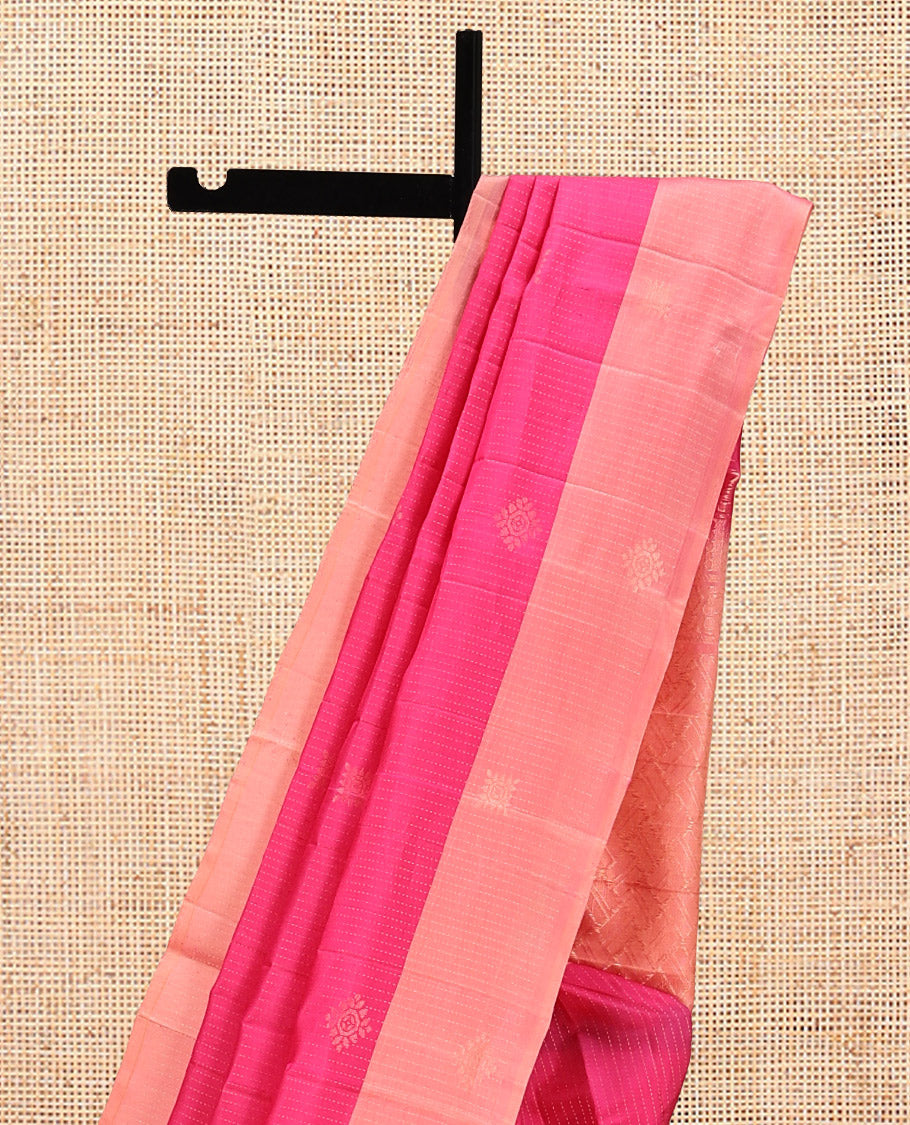Pink Buttas and Stripes Mayuri Lite Silk Mix Saree