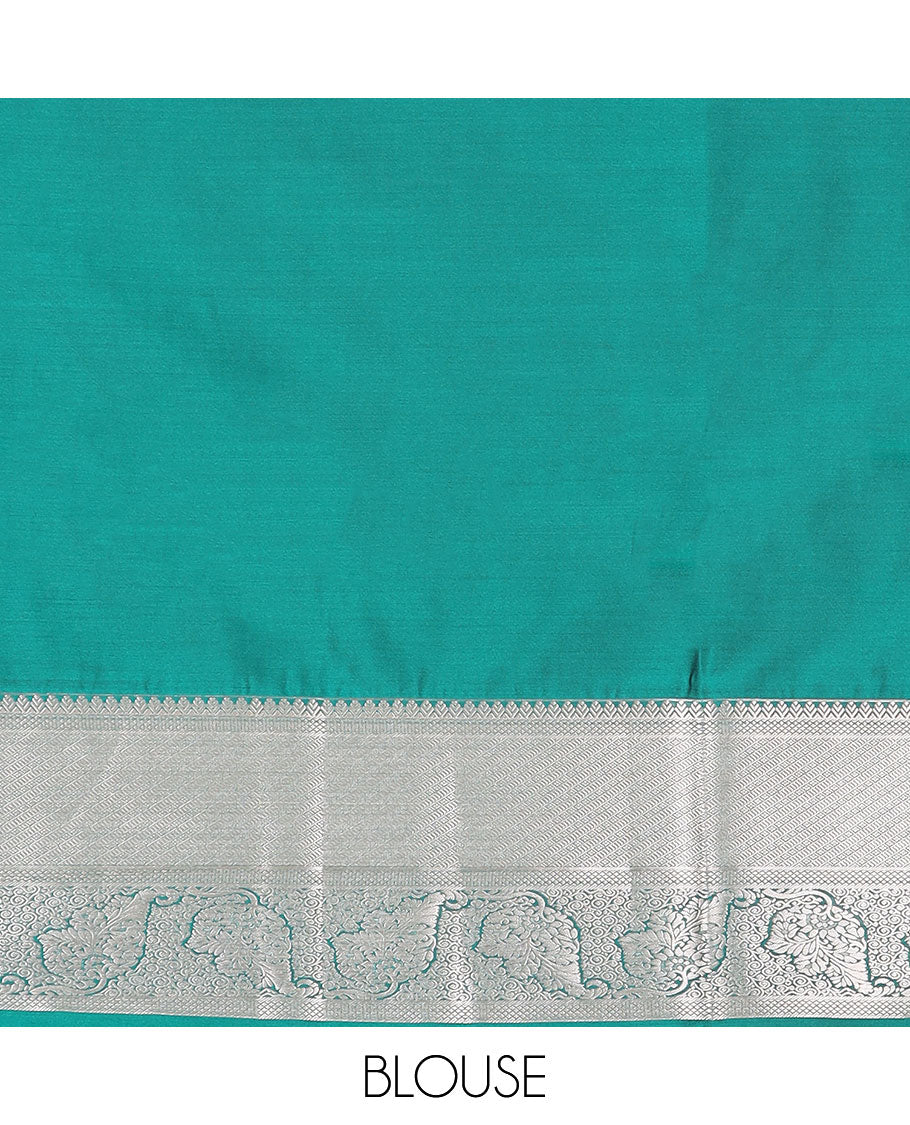 Purple striped and buttas soft silk saree, contrast traditional zari design border, and intricate floral design pallu