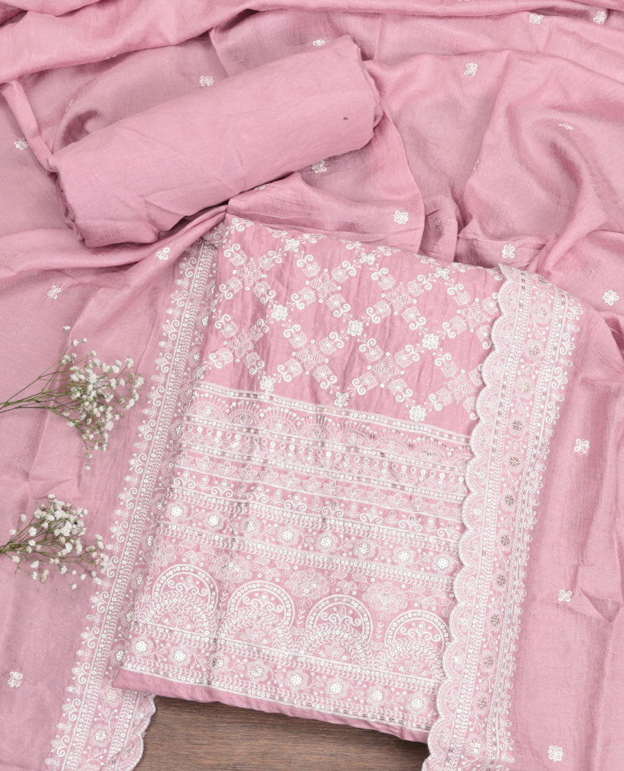 Pink Shimmer Vichitra Silk Material Chudidar Set