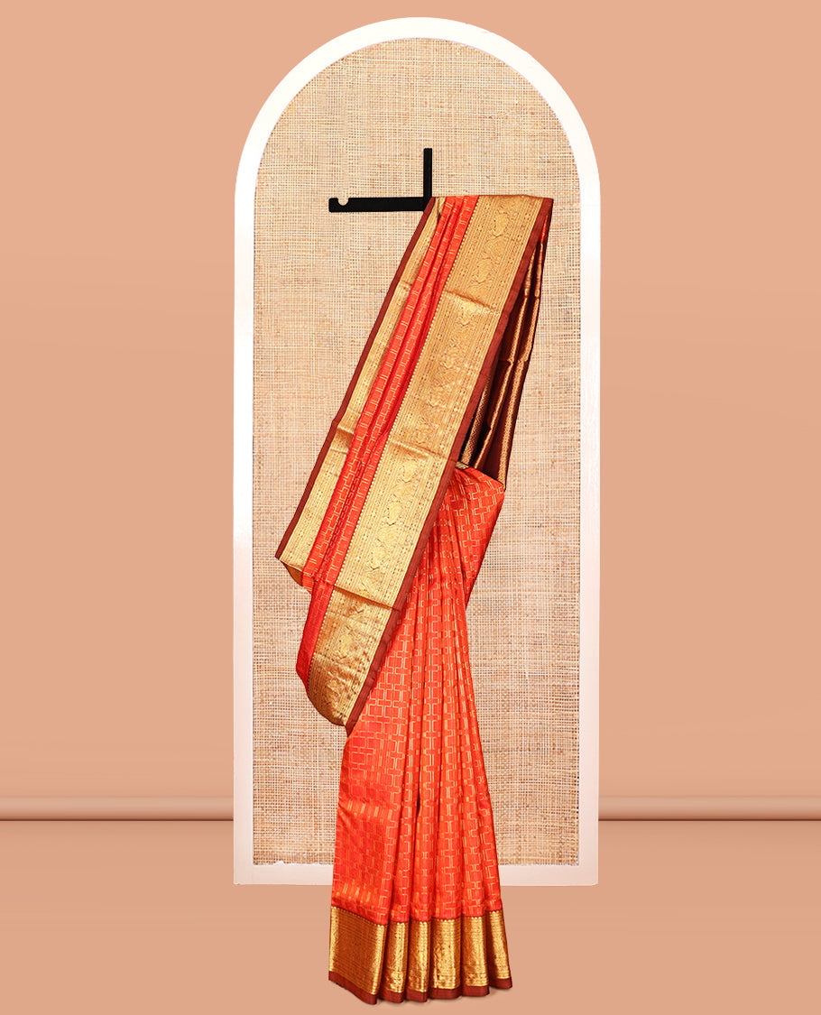 Orange Venkatagiri Silk Saree
