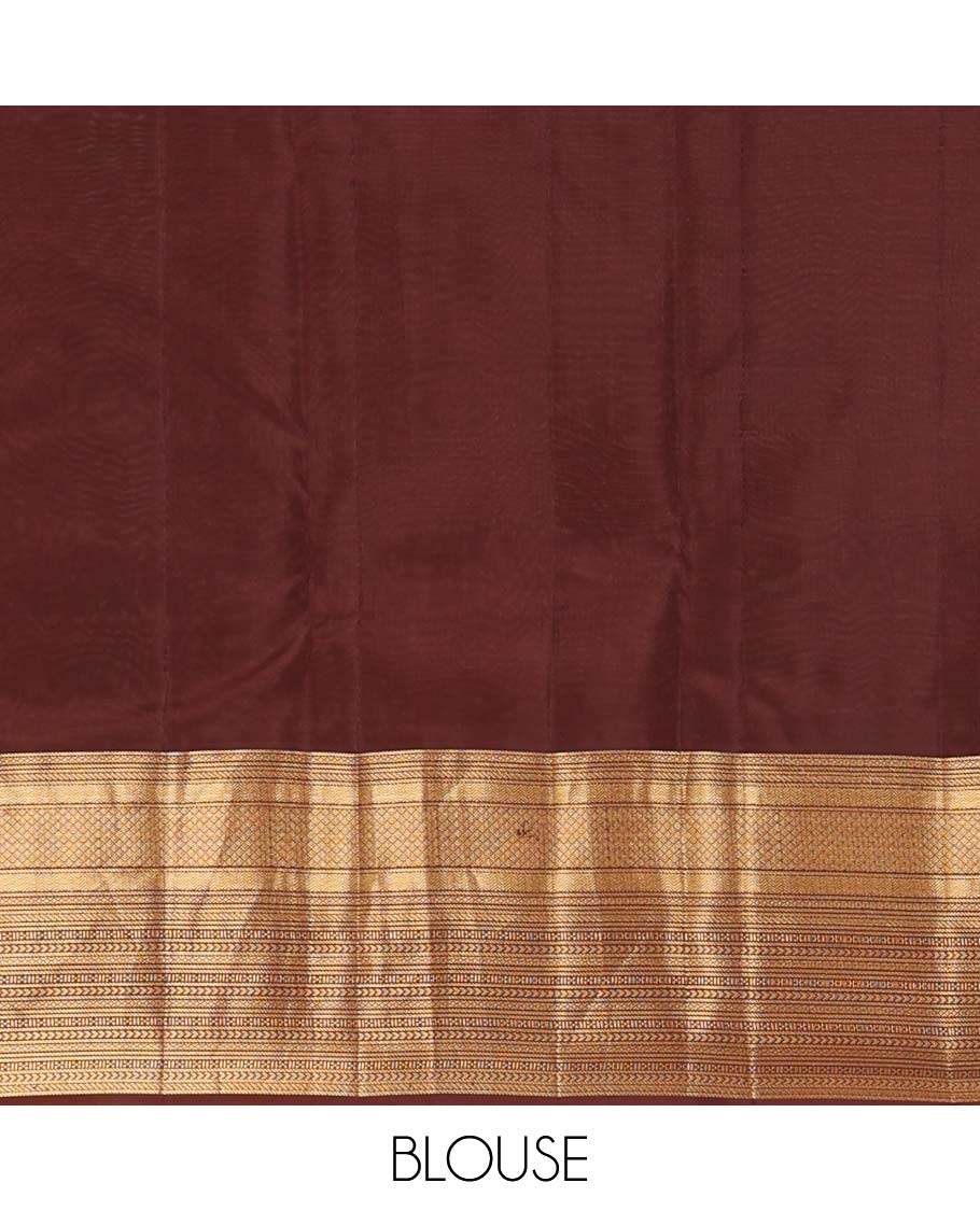 Green zari buttas Vasundhara silk mix saree, contrast border of vanki, jaal, mayil kann, banaras, kathir, and zari designs, and jaal pallu