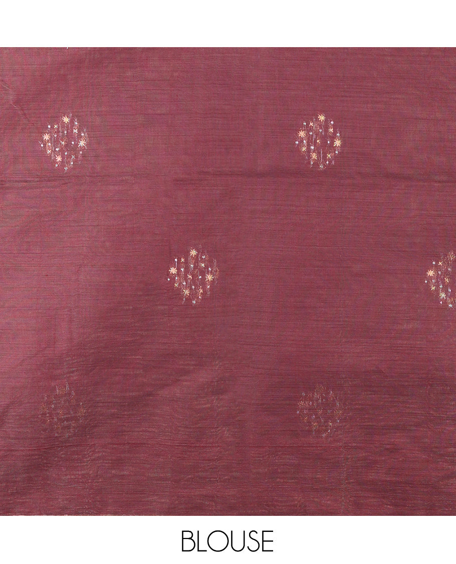 Wine Chanderi Cotton Saree
