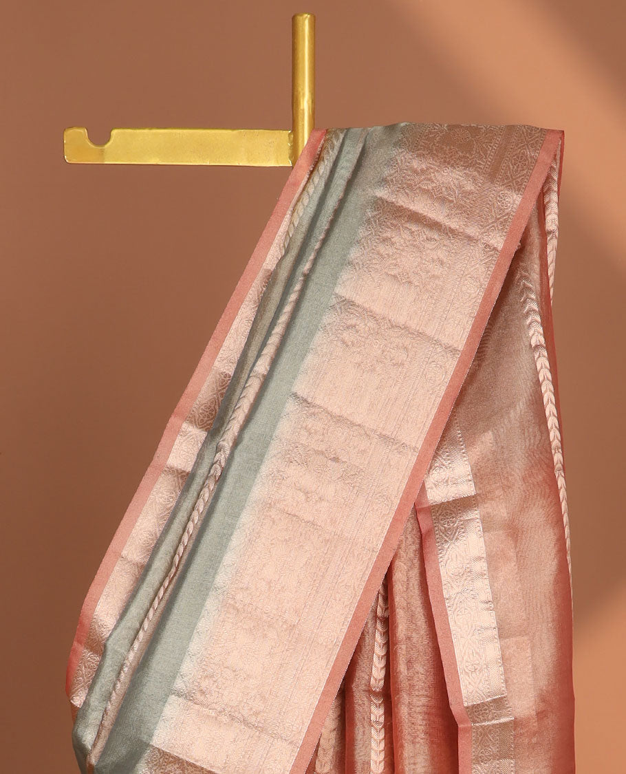 Multi-color rangkat style, hand brushing tissue saree with zari border