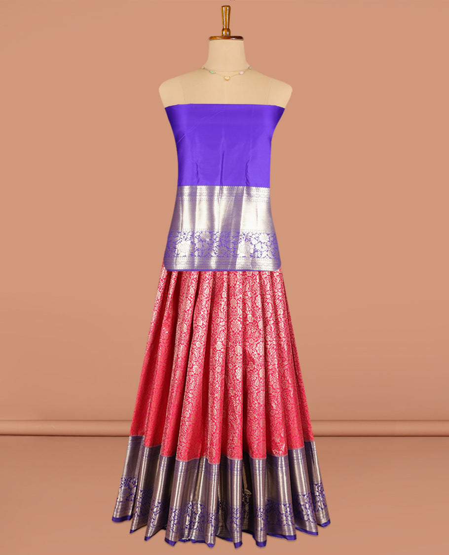 Red Art Silk Pavadai Material Set