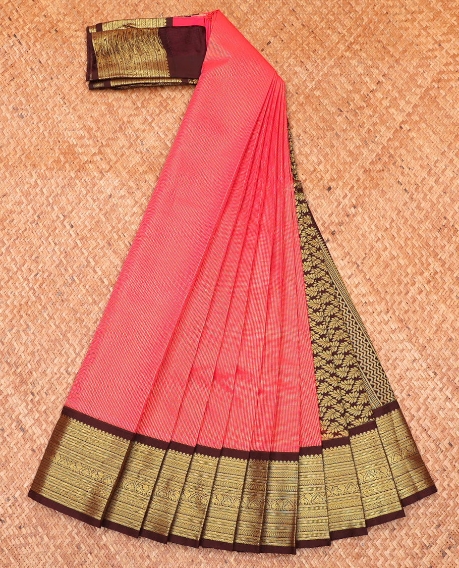 Red Budget Silk Saree, Subtly Sparkled With Zari Weave On Its Body, Complemented by Contrast Traditional Zari Designs Woven Border Grand Pallu and Paired with a Contrast Blouse