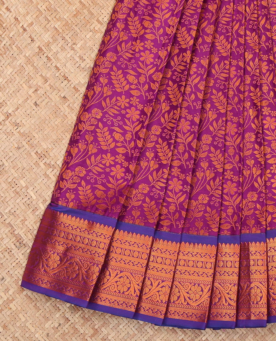 Purple Budget Silk Saree, Adorned with Jacquard Design, a Contrast Traditional Zari Border, Jaal Pallu, and a Contrast Blouse