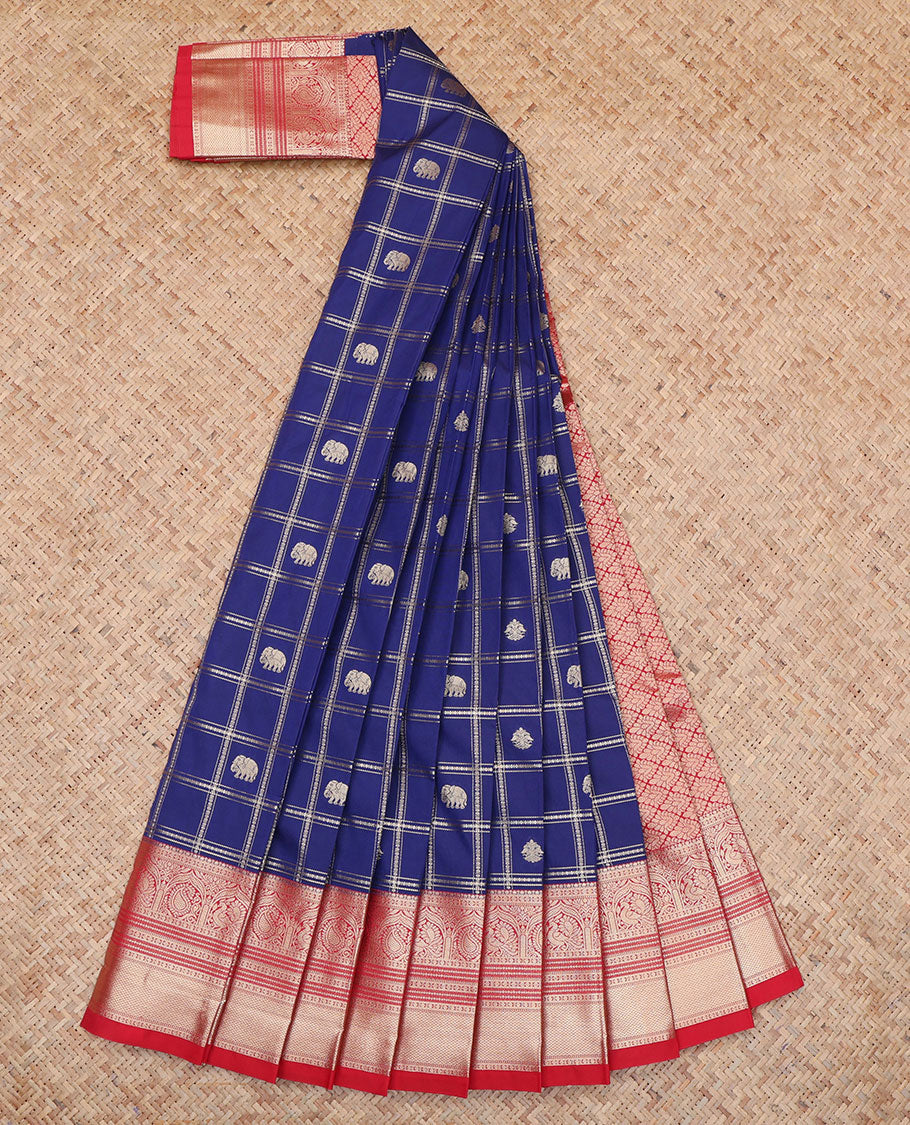 Blue Traditional Zari Design Budget Silk Saree