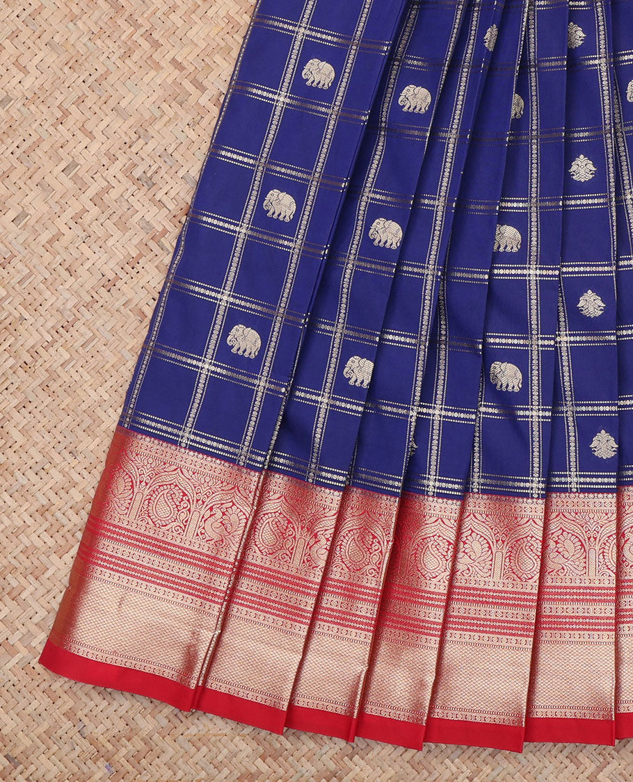 Blue Traditional Zari Design Budget Silk Saree