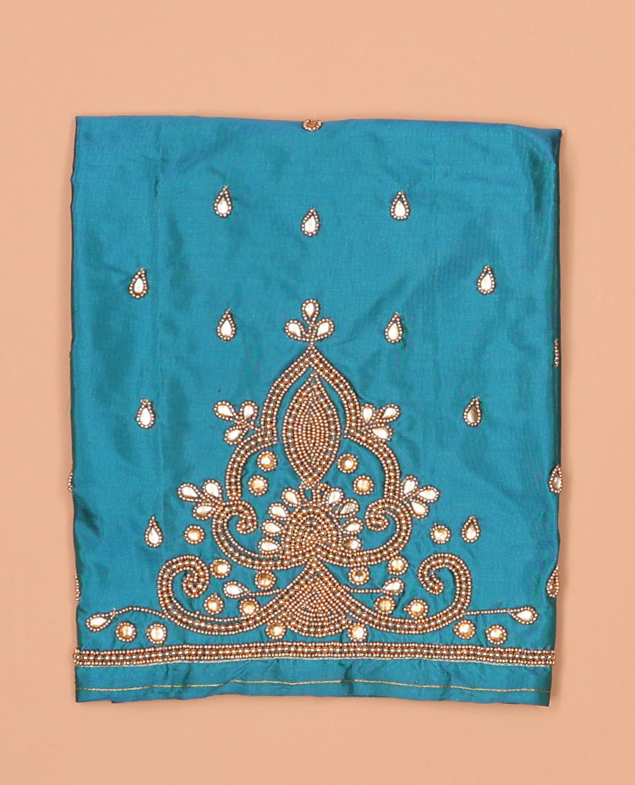 Blue floral aari embroidery material blouse