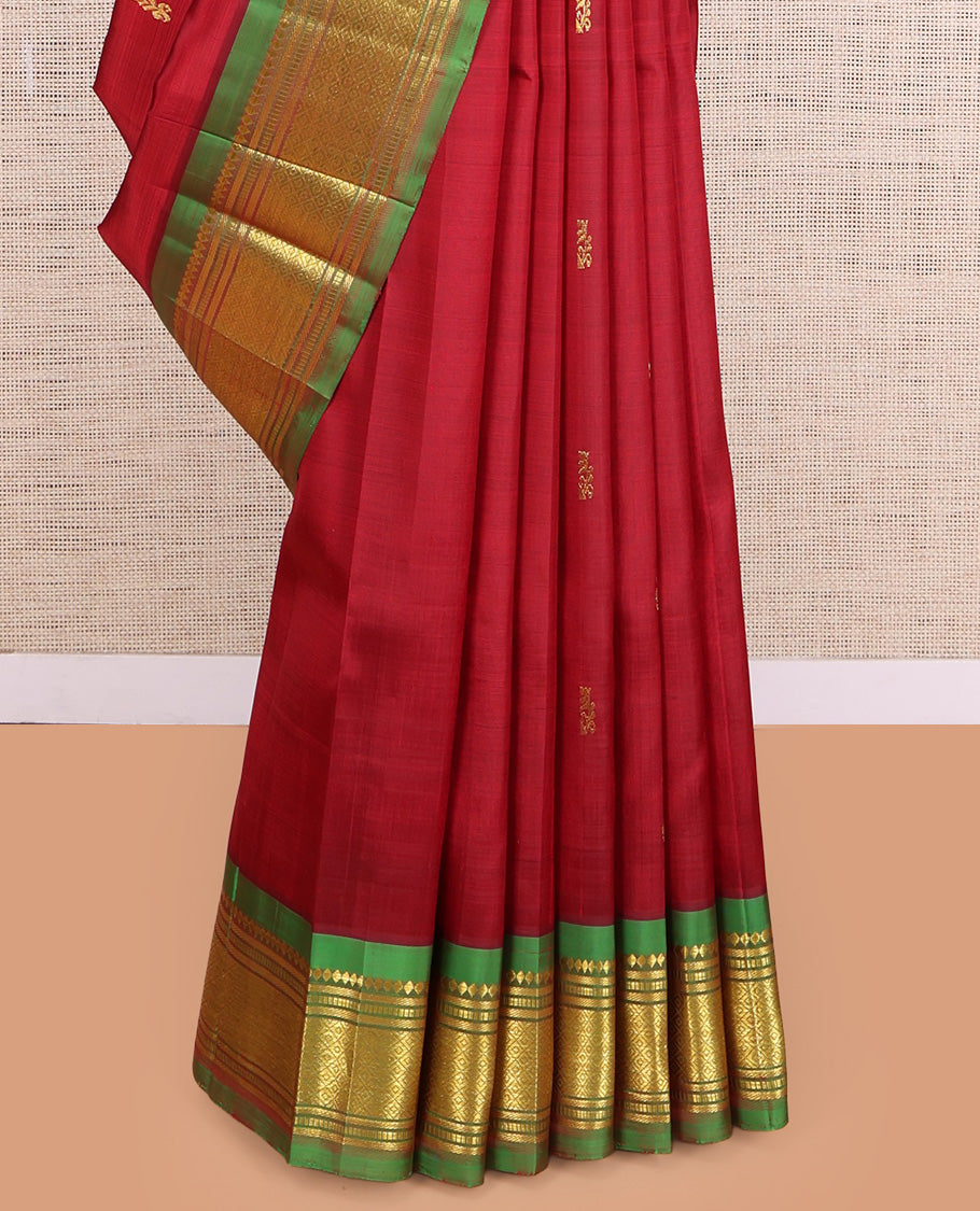 Red Kanchipuram Zari Butta Silk Saree