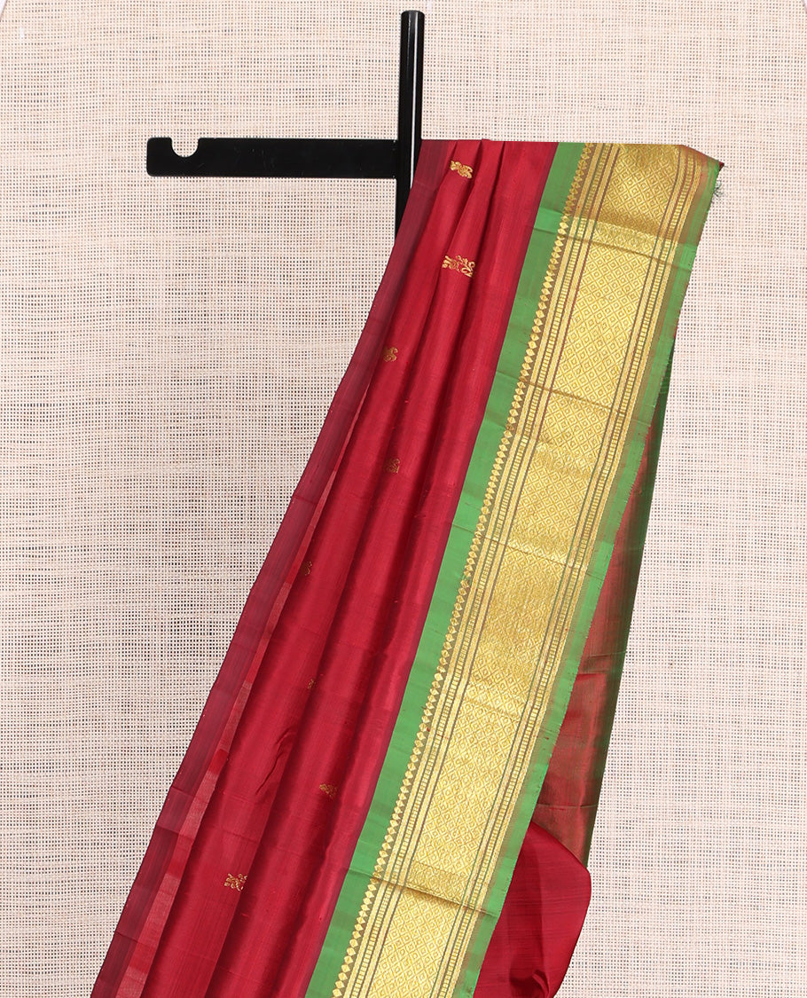 Red Kanchipuram Zari Butta Silk Saree