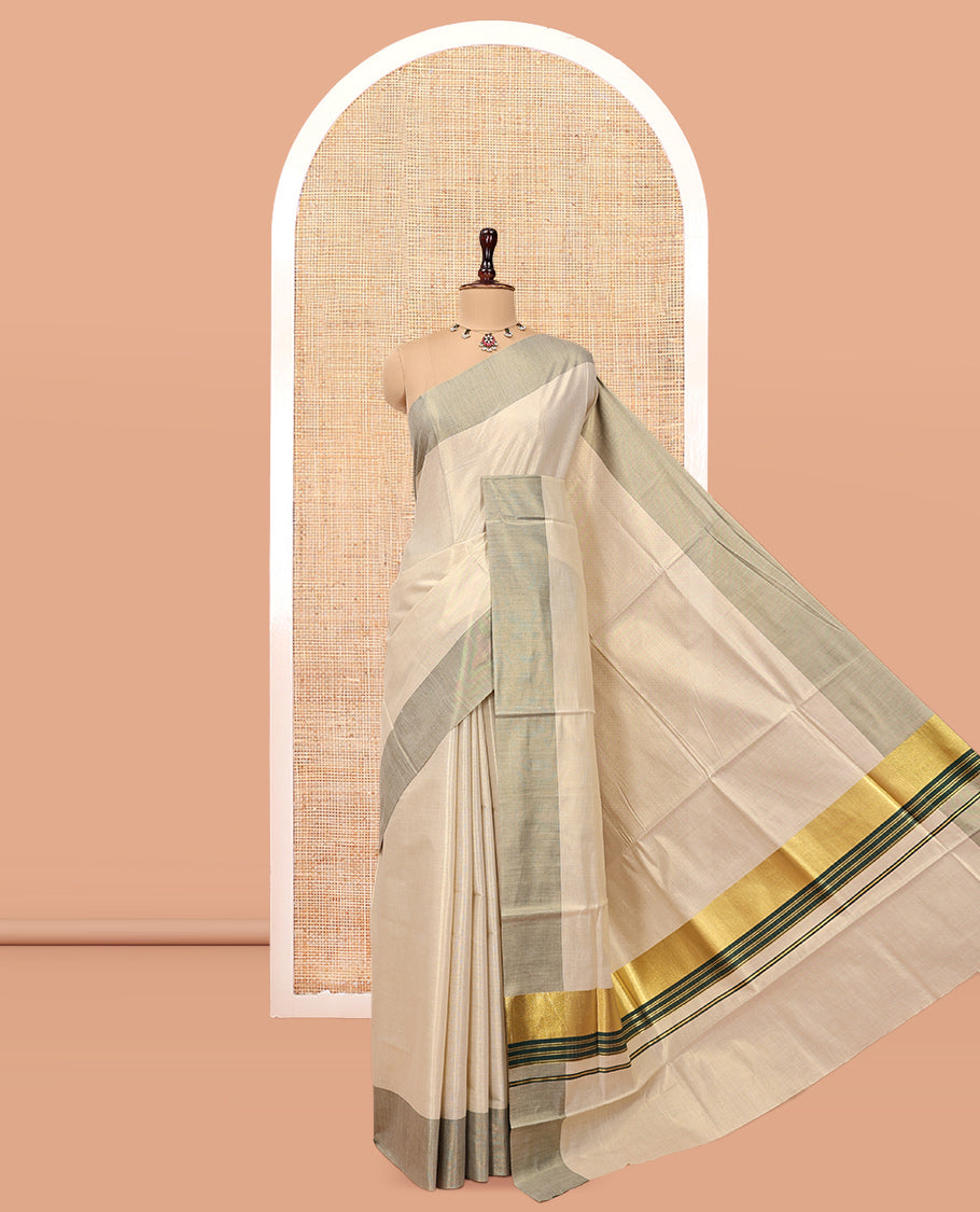 Gold Plain Kerala Cotton Saree