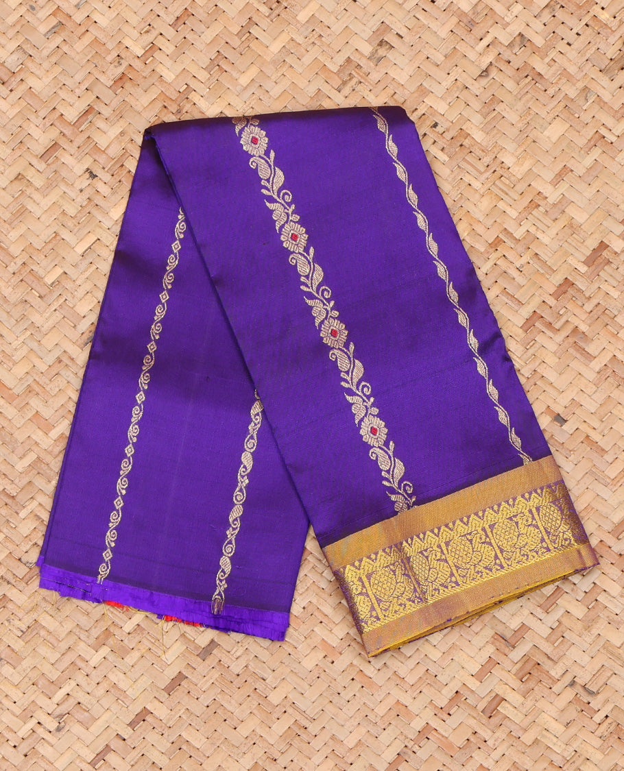 Violet Pure Silk Navarathna Pavadai Material Set