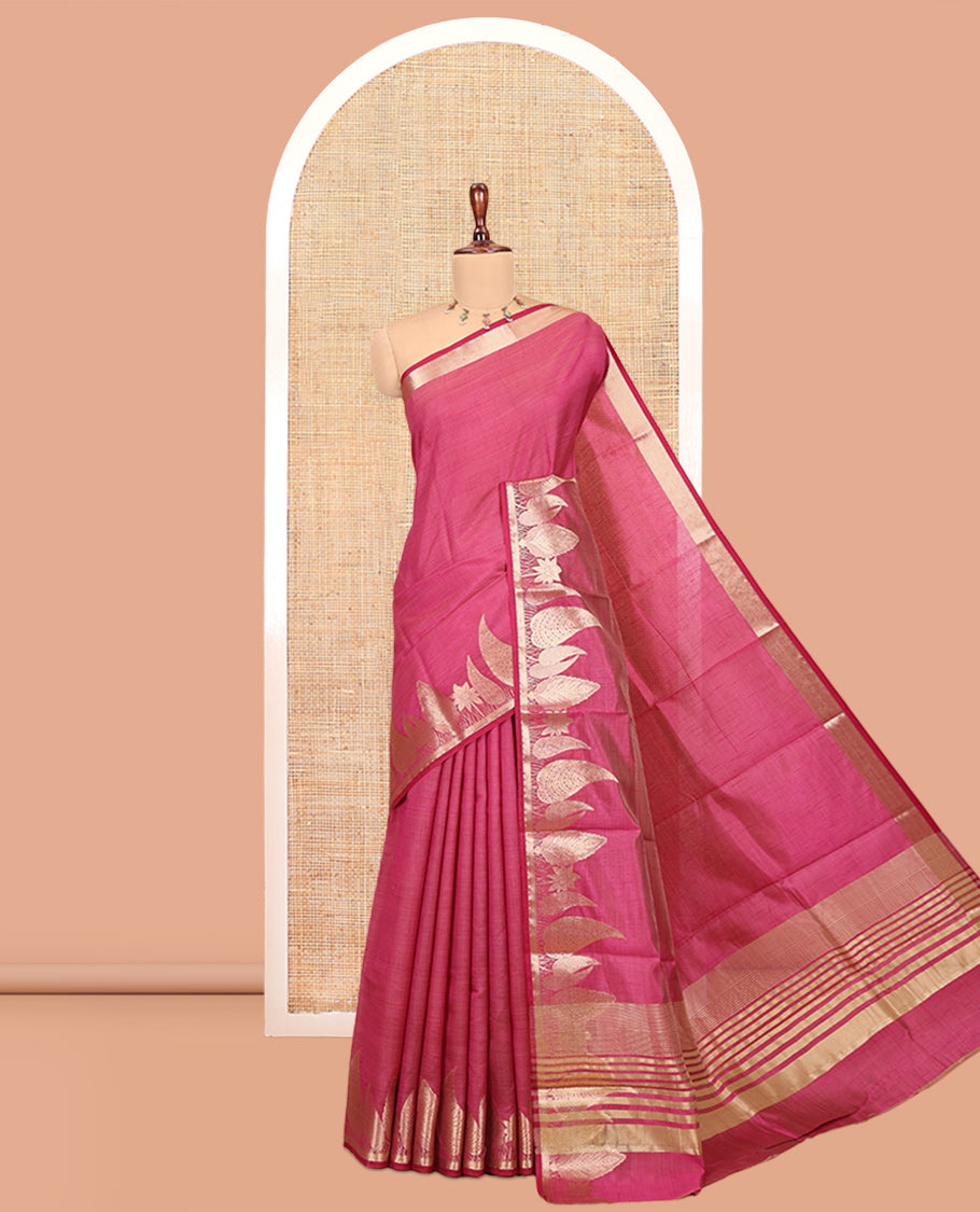 Purple Plain Art Tussar Saree