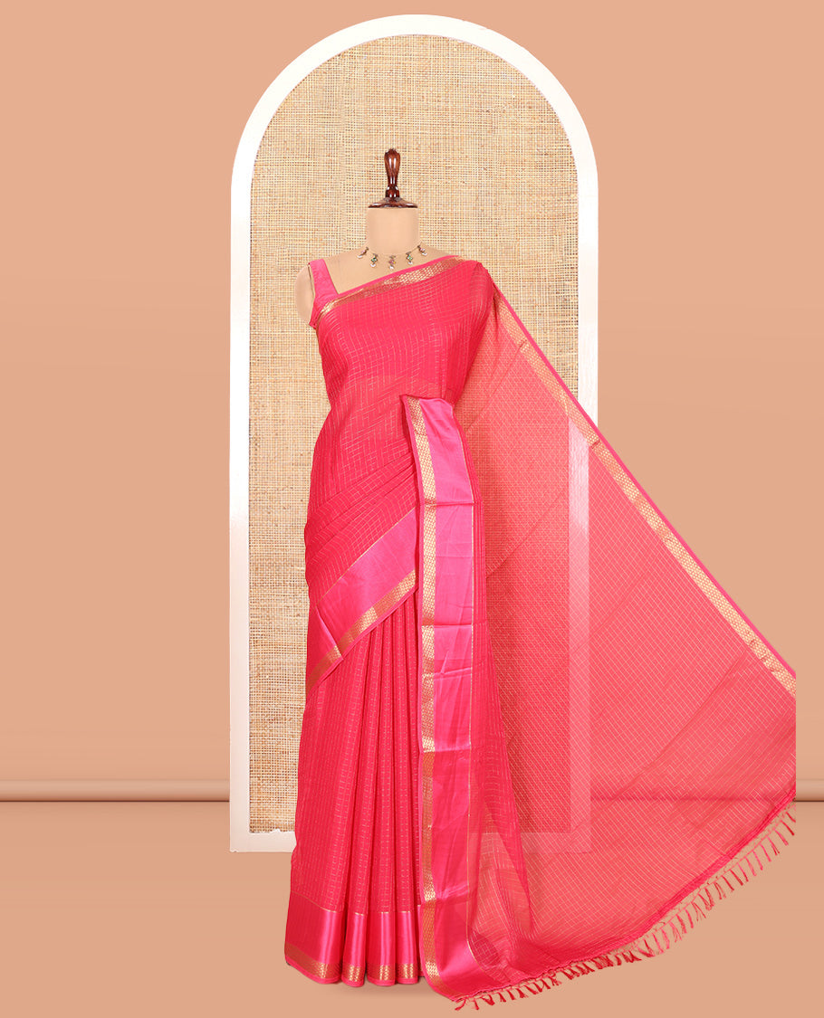 Rani Pink Moss Chiffon Saree
