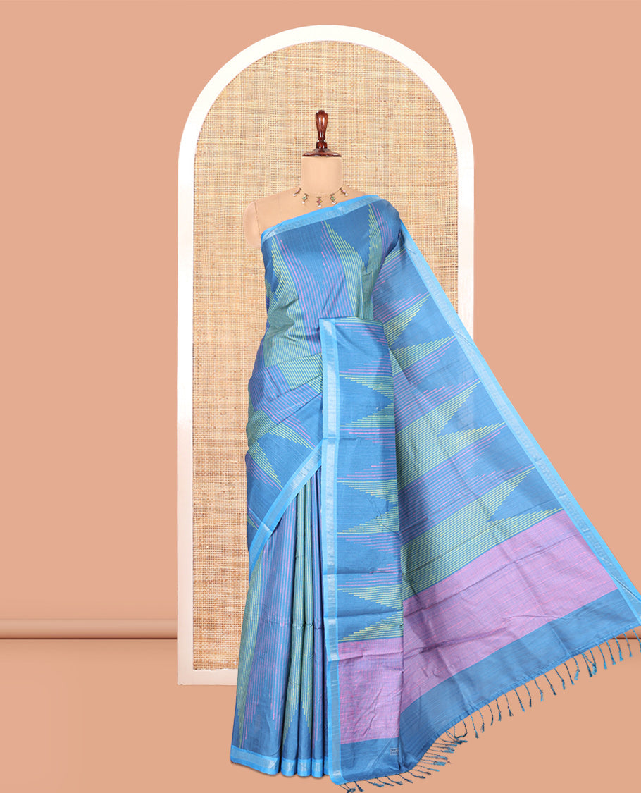 Blue Manipuri Tussar Saree