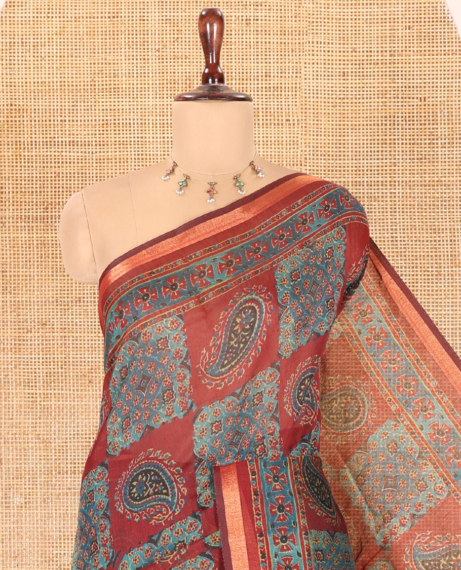 Maroon Chanderi Cotton Saree