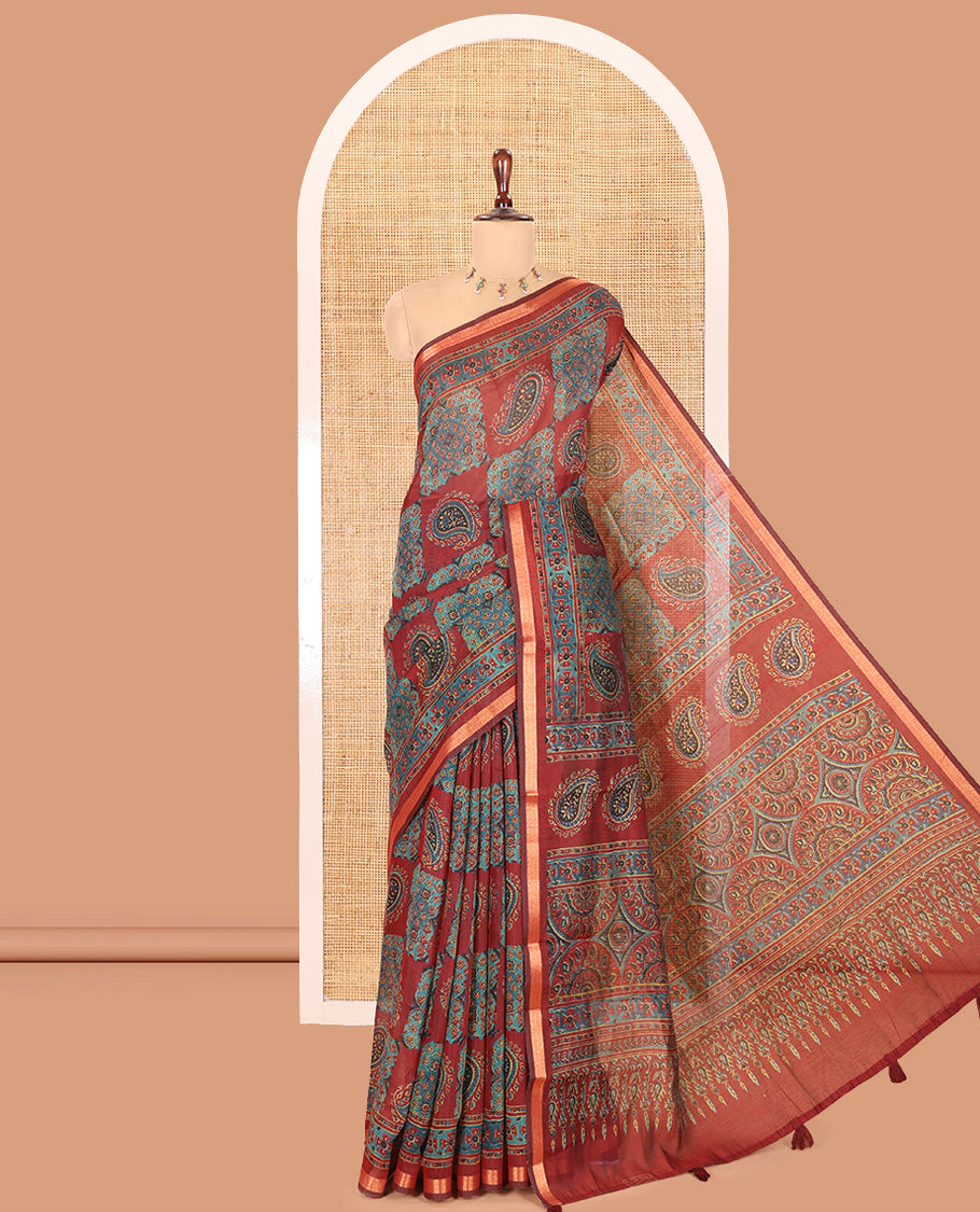 Maroon Chanderi Cotton Saree