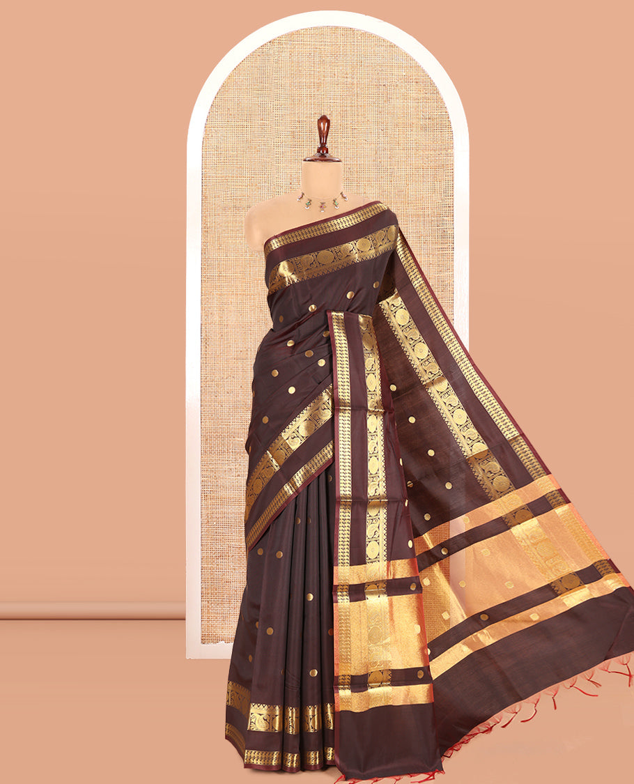 Coffee Brown Semi-Katan Silk Saree