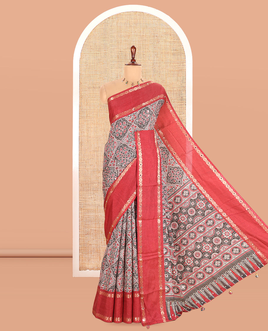 Maroon Dola Tussar Saree