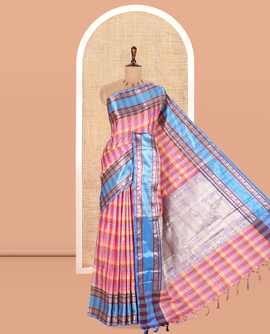 Pink Semi-Katan Silk Saree