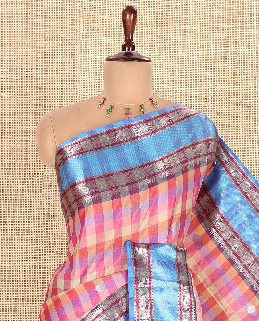 Pink Semi-Katan Silk Saree