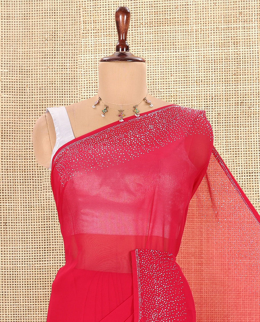 Pink Plain 60-Gm Georgette Saree