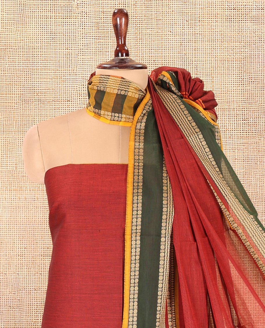Maroon Mercerised Cotton Material Chudidar Set