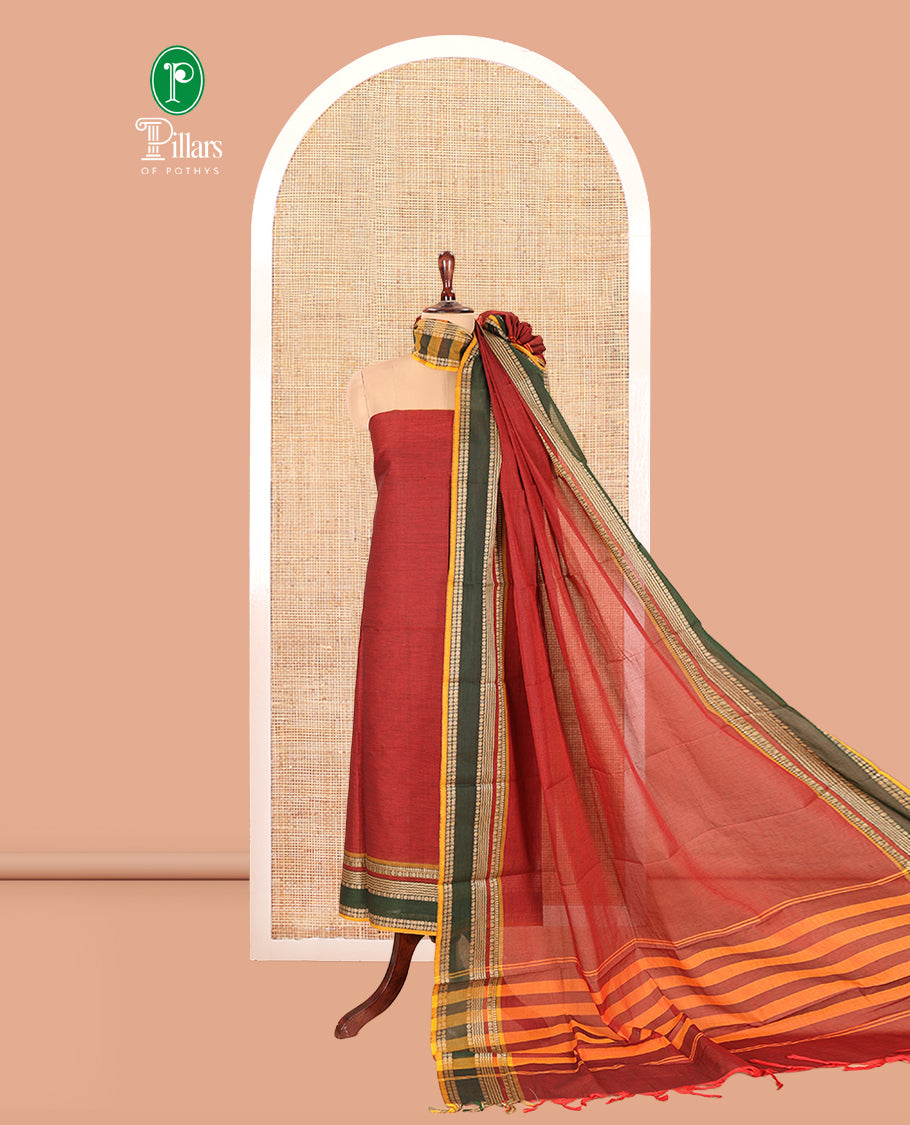 Maroon Mercerised Cotton Material Chudidar Set