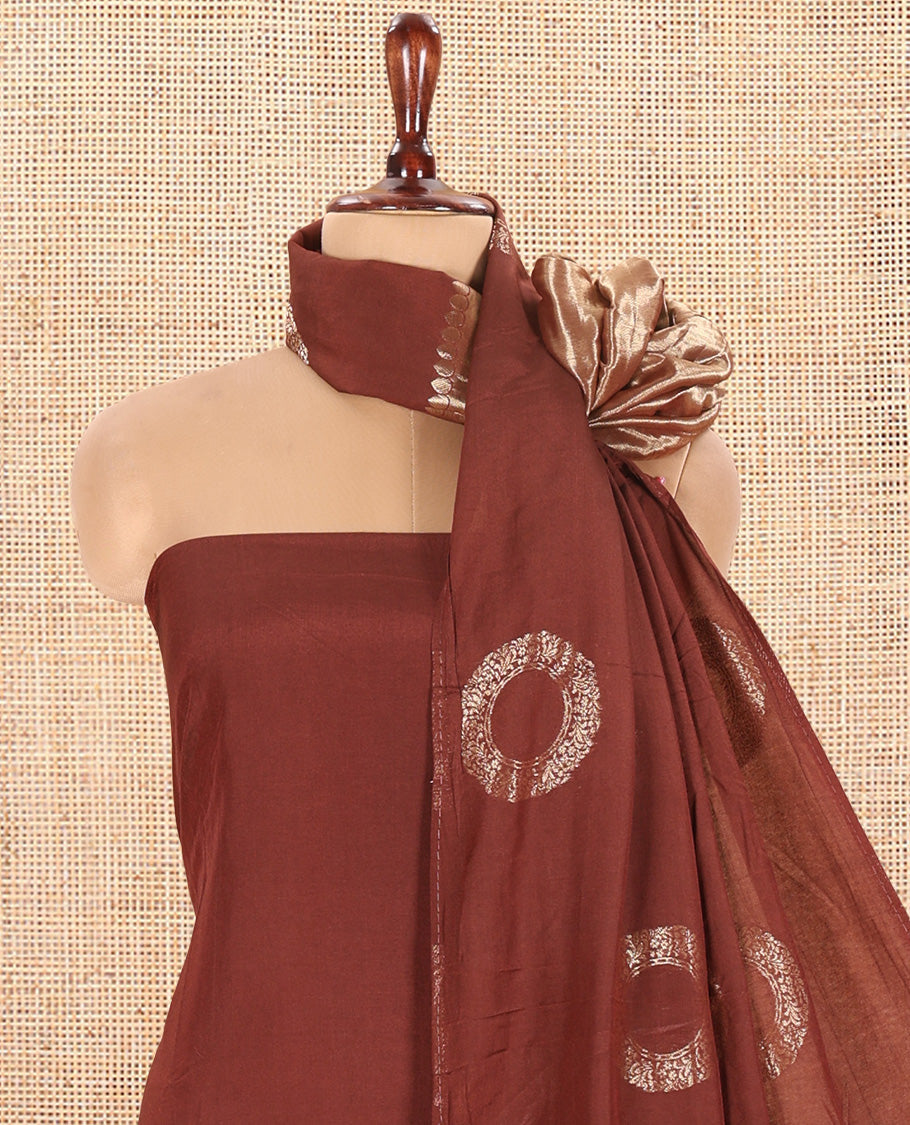 Brown Semi-Silk Material Chudidar Set