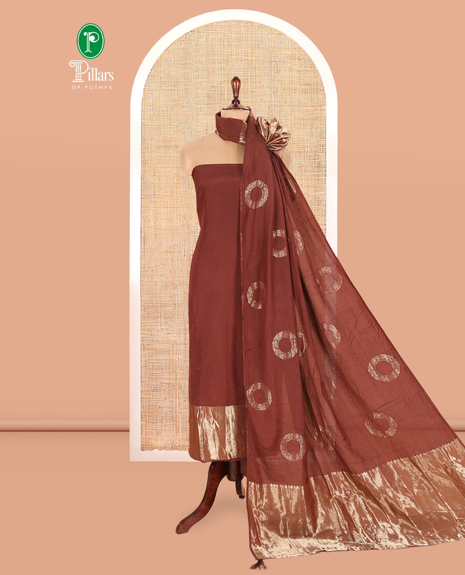 Brown Semi-Silk Material Chudidar Set