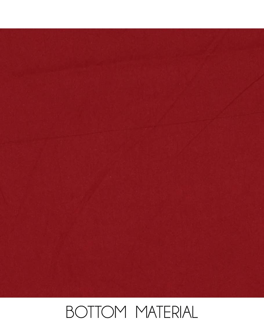 Maroon sherwani pattern , hand work velvet organza chudidhar material top with american crepe pant & one side bead work dupatta