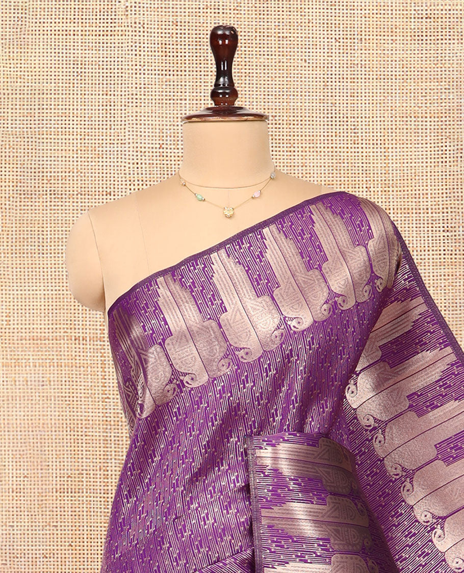 Purple Jacquard Litchi Saree