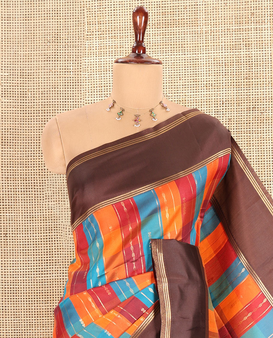 Brown Fancy Softy Silk Saree