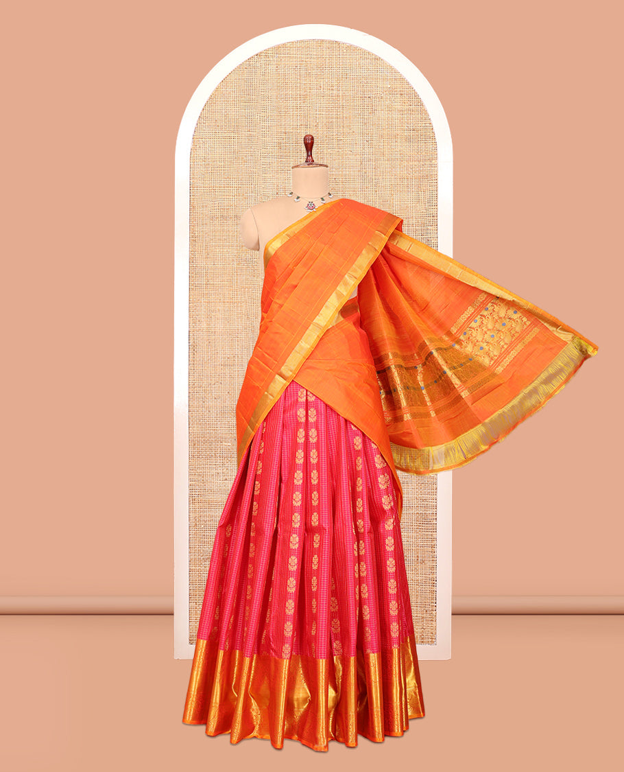 Red Pure-Silk Half-Saree