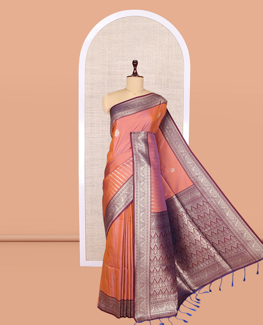 Pink Fancy Soft Silk Saree, Adorned with Zari Buttas, Complemented by Contrast Traditional Zari Border, Grand Pallu, and a Contrast Blouse