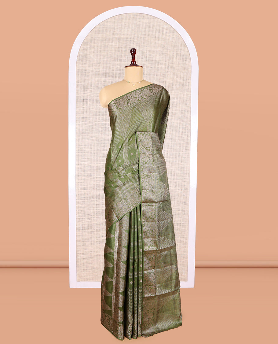 Green Tussar Silk Saree