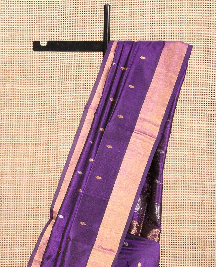 Purple Uppada Silk Saree, Mesmerized with Zari Buttas, a Bavanji Border, Grand Floral Jaal Pallu, and a Matching Blouse