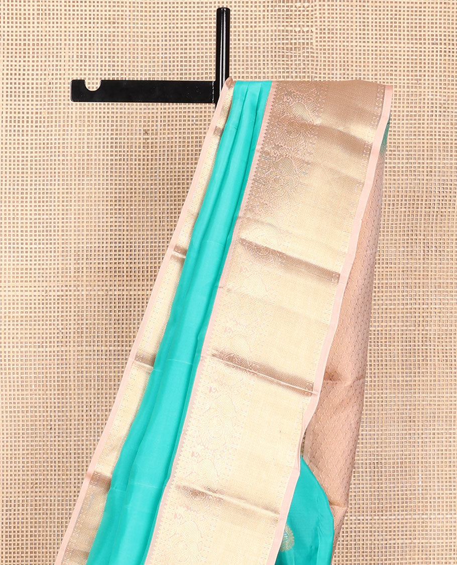 Light blue buttas vasundhara elite silk saree with contrast zari design border & floral jaal design pallu